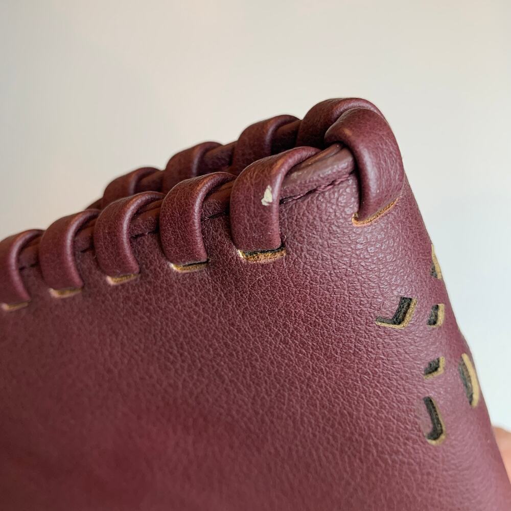 Jen & Co Vegan Leather Maroon Tassel Clutch - Picture 6 of 8